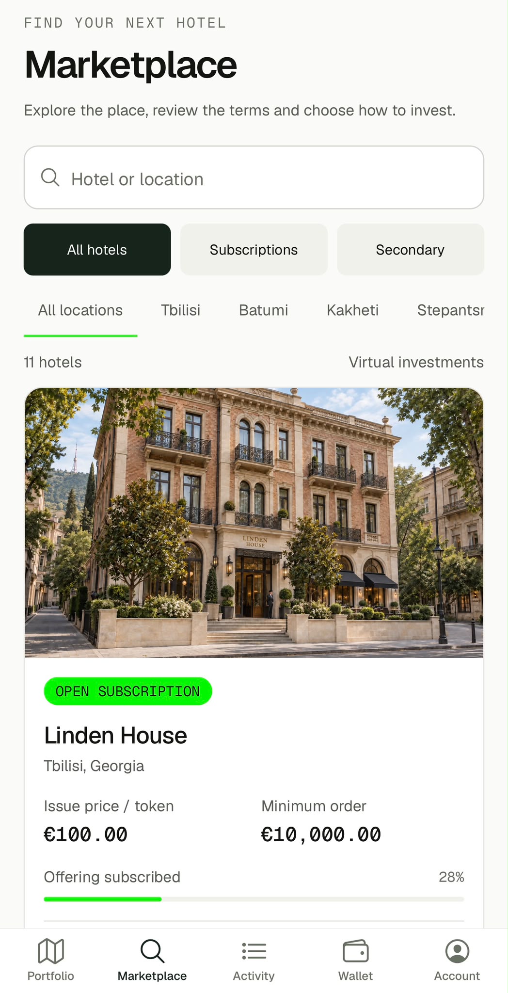 Deedl mobile marketplace with hotel listings