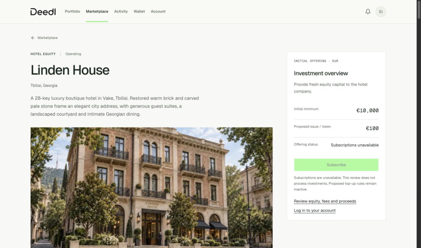 Current Deedl web listing for Linden House
